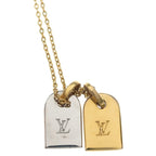 Louis Vuitton Nanogram Miniature Name Tag Pendant Chain Silver Gold — view 5