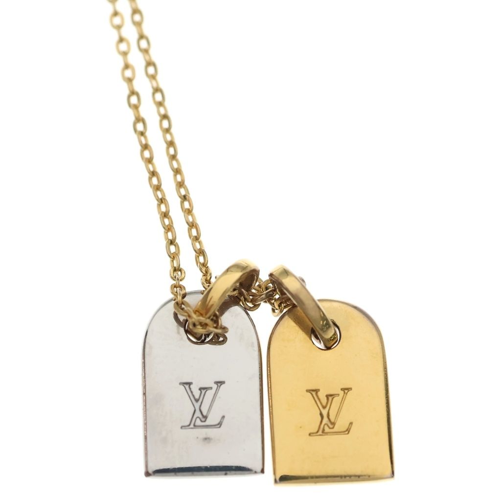 Louis Vuitton Nanogram Miniature Name Tag Pendant Chain Silver Gold — view 5