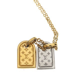 Louis Vuitton Nanogram Miniature Name Tag Pendant Chain Silver Gold — view 3