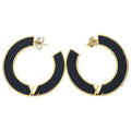 Louis Vuitton LV Round Earrings Black Gold Leather