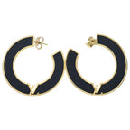 Louis Vuitton LV Round Earrings Black Gold Leather