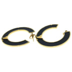Louis Vuitton LV Round Earrings Black Gold Leather — view 3