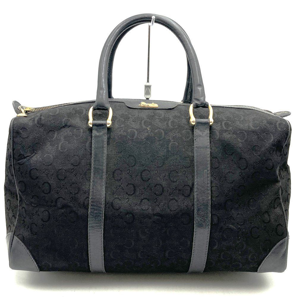 Celine C Macadam Boston Bag Canvas Leather Black Vintage