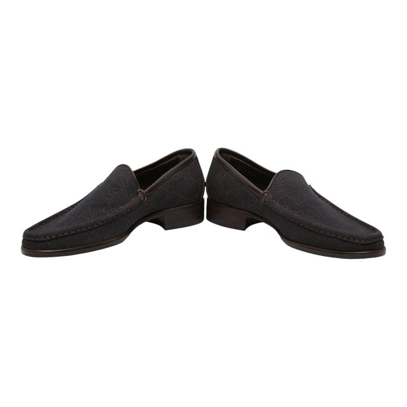 Gucci GG Canvas Loafers Slip on Moccasins Brown — view 4