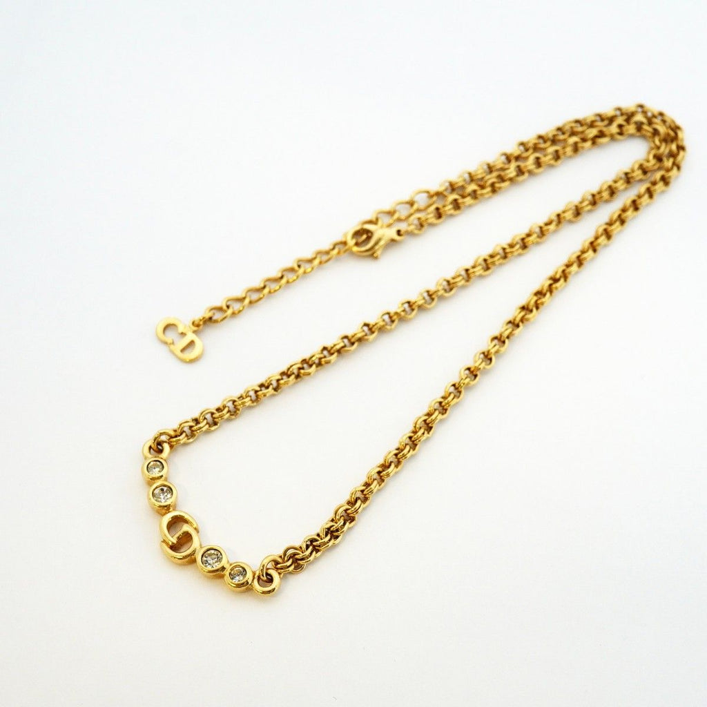 Dior Necklace CD Logo Gold Plated Rhinestone — view 3