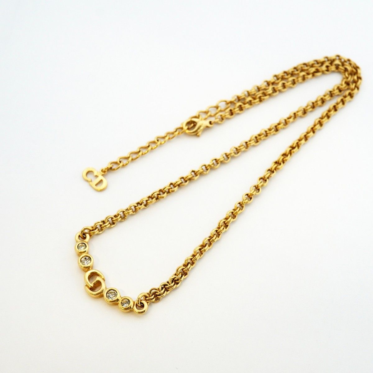 Dior Necklace CD Logo Gold Plated Rhinestone — view 3