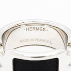 Hermes Ring Olympe Metal Leather Silver Black — view 4