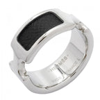 Hermes Ring Olympe Metal Leather Silver Black