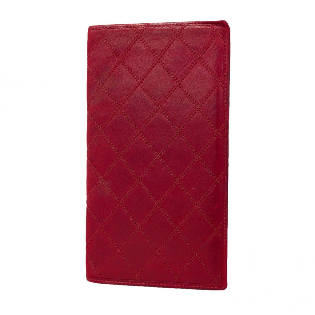 Chanel Long Bill Holder Bicolor Leather Red Wallet