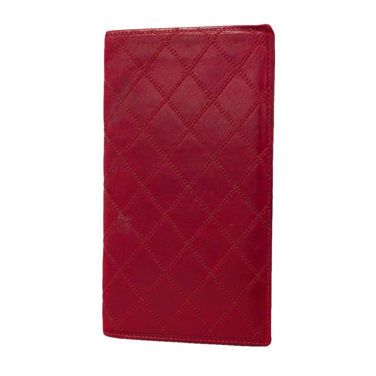 Chanel Long Bill Holder Bicolor Leather Red Wallet