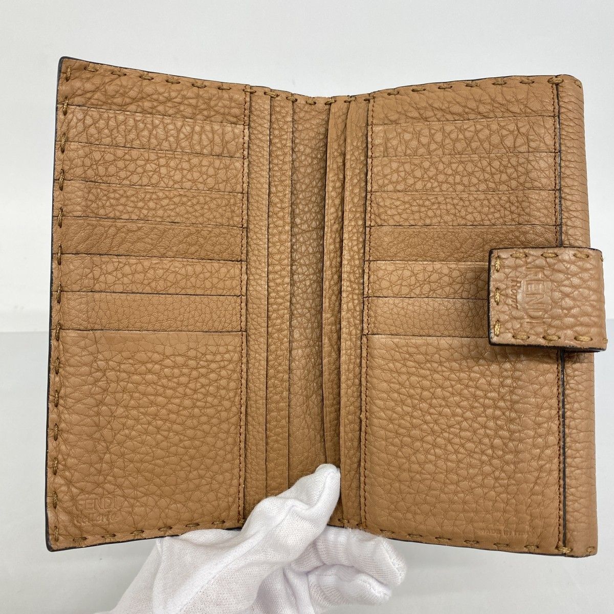 Fendi Wallet Selleria Leather Brown Silver — view 3