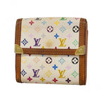Louis Vuitton Trifold Wallet Monogram Multicolor Porte Monebier Carte Cles Blanc