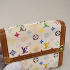 Louis Vuitton Trifold Wallet Monogram Multicolor Porte Monebier Carte Cles Blanc — view 5