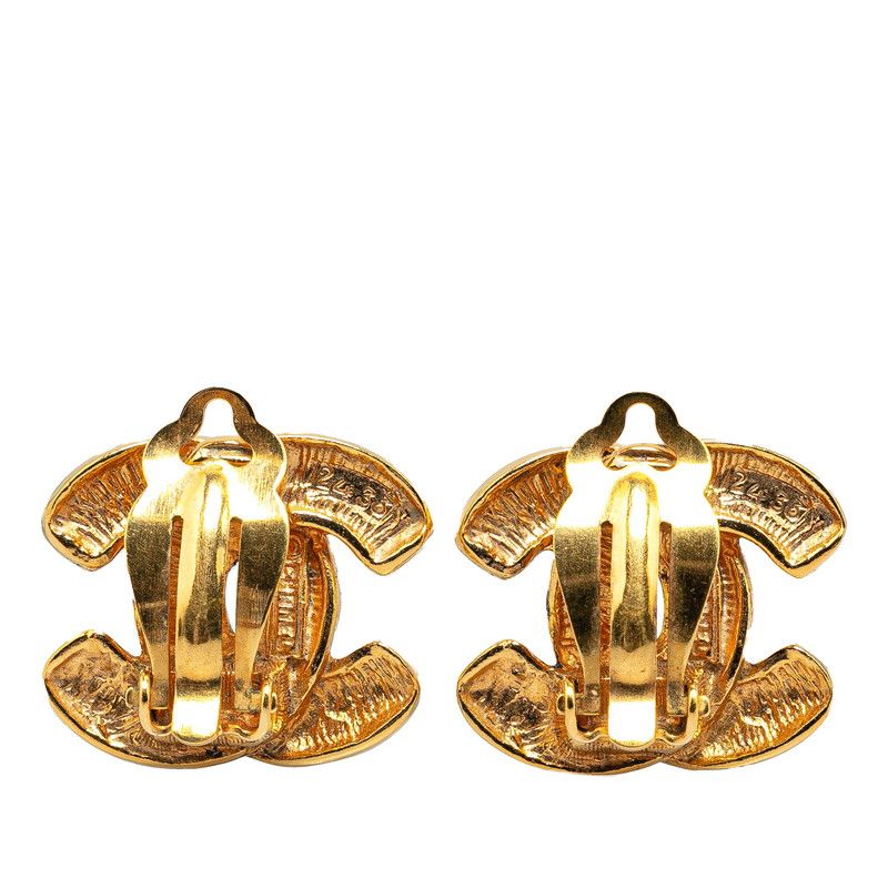 Chanel Quilted CC Logo Earrings Gold Plated — view 2