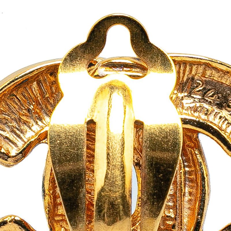 Chanel Quilted CC Logo Earrings Gold Plated — view 4