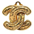 Chanel Quilted CC Logo Earrings Gold Plated — view 3