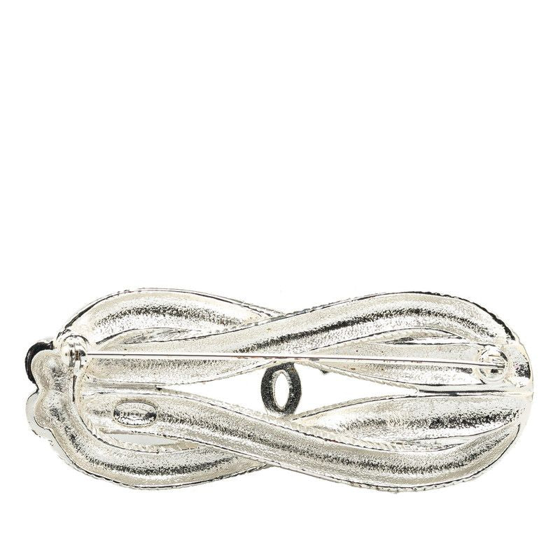 Chanel CC Logo Vintage Brooch Rope Motif Silver Metal — view 2