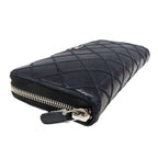 Chanel Wallet Wild Stitch Leather Black Silver Zip Around Quilted Logo — view 3