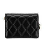 Chanel Quilted CC Logo Camellia Mini Chain Shoulder Wallet Black Lambskin — view 3