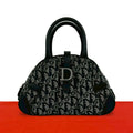 Dior Double Saddle Bag Trotter Pattern Canvas Leather Black