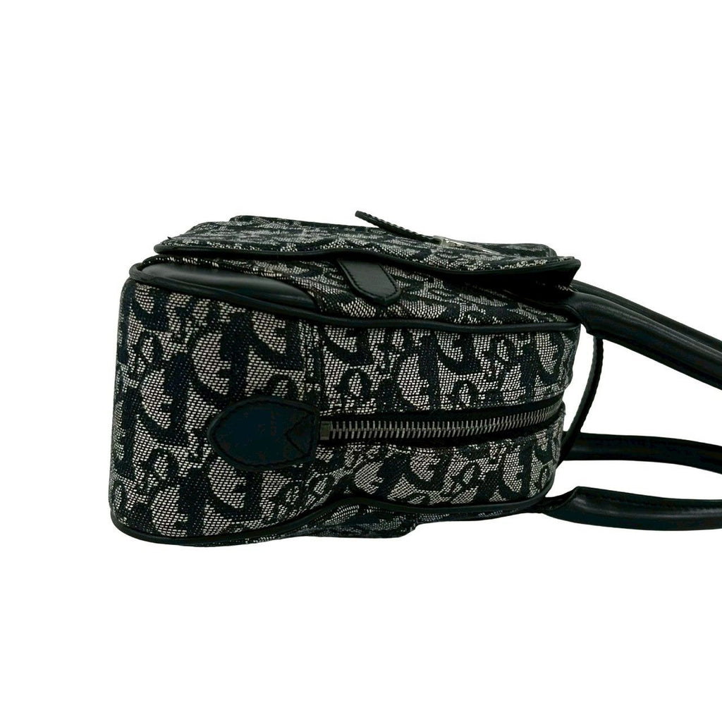 Dior Double Saddle Bag Trotter Pattern Canvas Leather Black — view 6