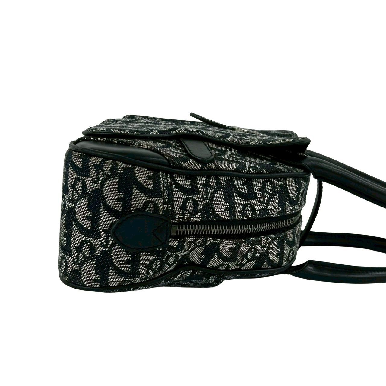 Dior Double Saddle Bag Trotter Pattern Canvas Leather Black — view 6