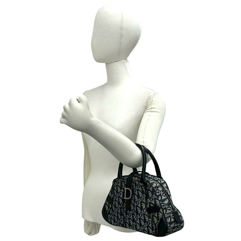 Dior Double Saddle Bag Trotter Pattern Canvas Leather Black — view 2