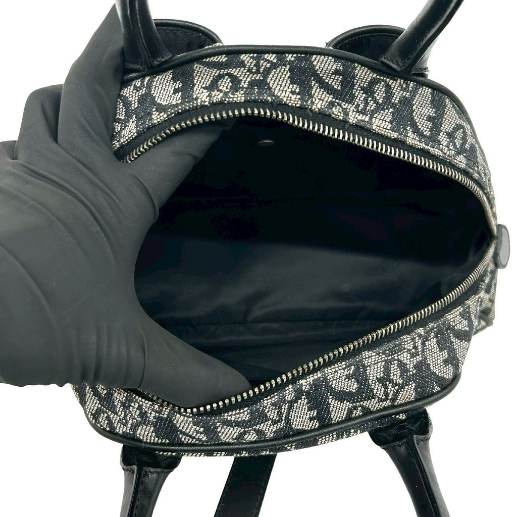 Dior Double Saddle Bag Trotter Pattern Canvas Leather Black — view 9