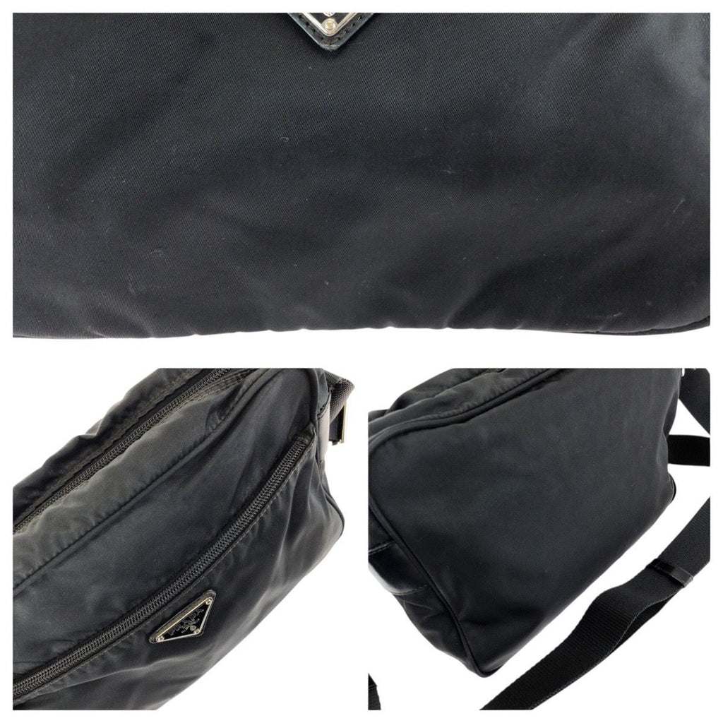 Prada Tessuto Black Silver Nylon Shoulder — view 5