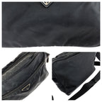 Prada Tessuto Black Silver Nylon Shoulder — view 5