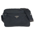 Prada Tessuto Black Silver Nylon Shoulder