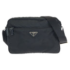 Prada Tessuto Black Silver Nylon Shoulder