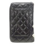 Chanel Wallet Cambon Lambskin Black Silver Zip Around Logo Quilted — view 2