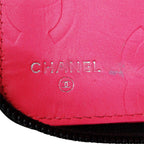 Chanel Wallet Cambon Lambskin Black Silver Zip Around Logo Quilted — view 8