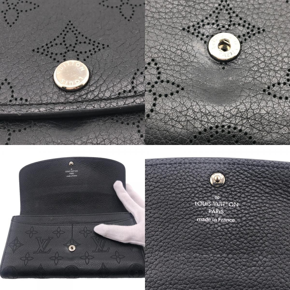 Louis Vuitton Portefeuille Iris Mahina Leather Wallet Black — view 7