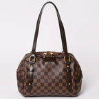 Louis Vuitton Damier Rivington PM Ebene Handbag Brown Gold