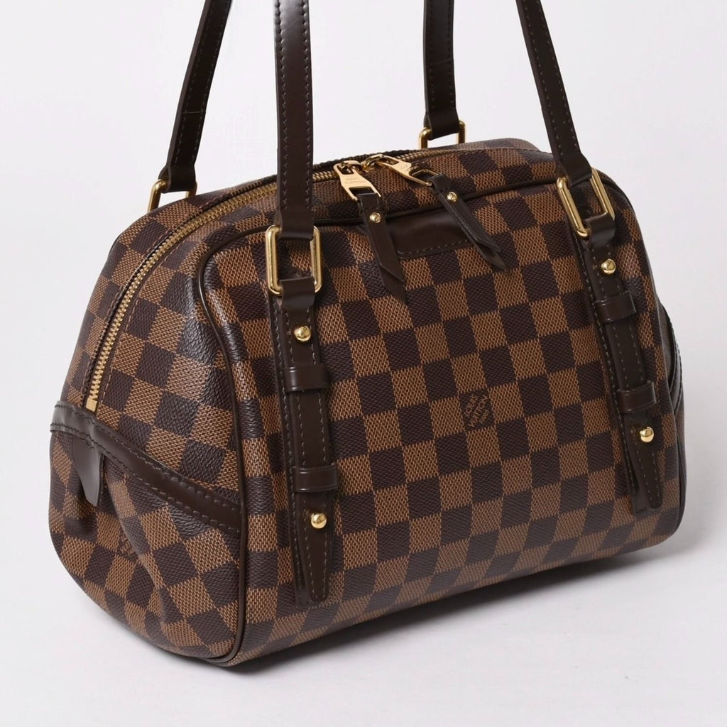 Louis Vuitton Damier Rivington PM Ebene Handbag Brown Gold — view 3