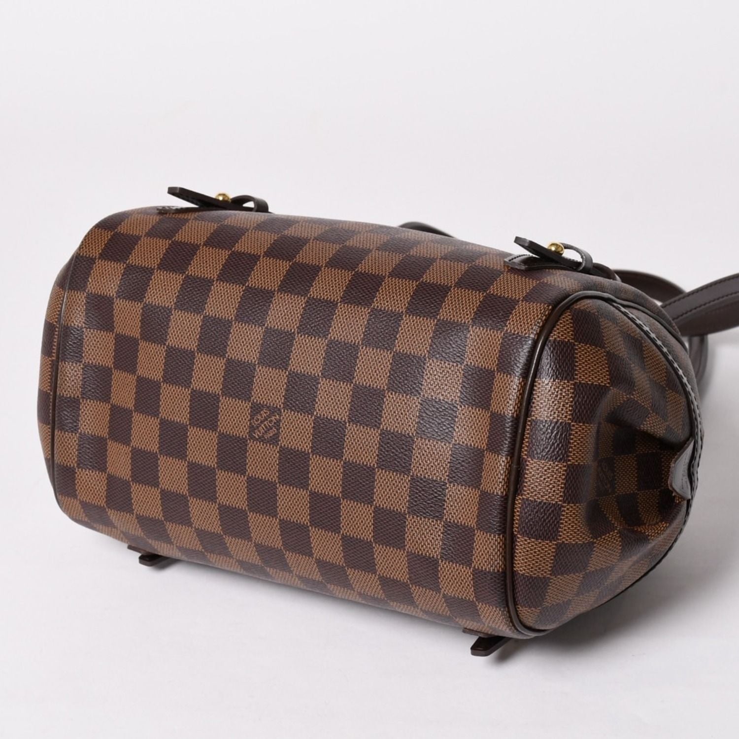 Louis Vuitton Damier Rivington PM Ebene Handbag Brown Gold — view 8