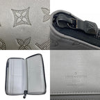 Louis Vuitton Vertical Zippy Wallet Monogram Shadow Leather Gray — view 7