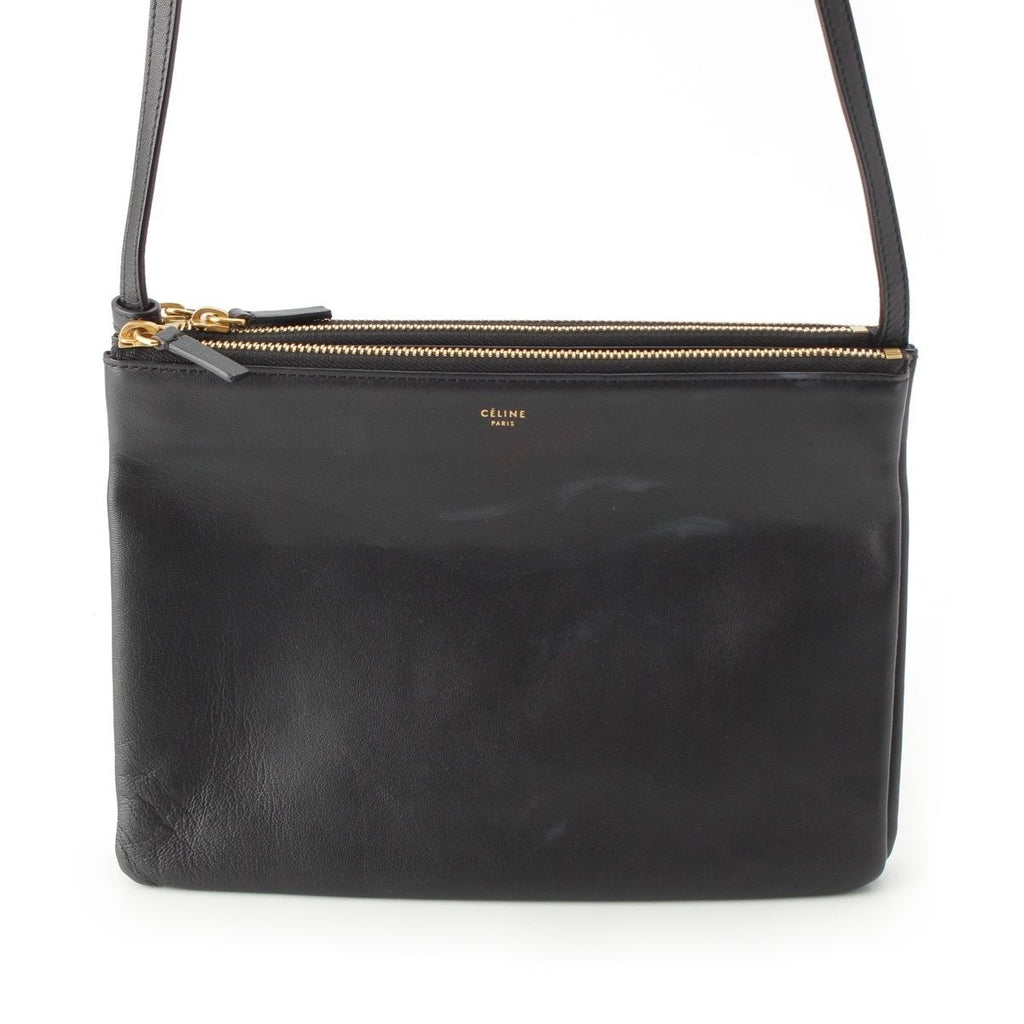 Celine Trio Large Leather Shoulder Bag Black