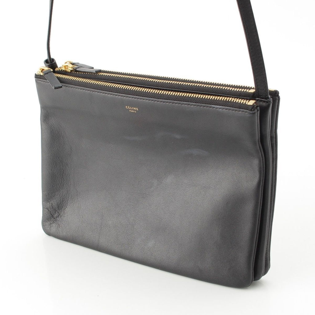 Celine Trio Large Leather Shoulder Bag Black — view 2