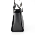 Chanel 25 Deauville Caviar Leather Tote CC Logo Silver Black — view 4
