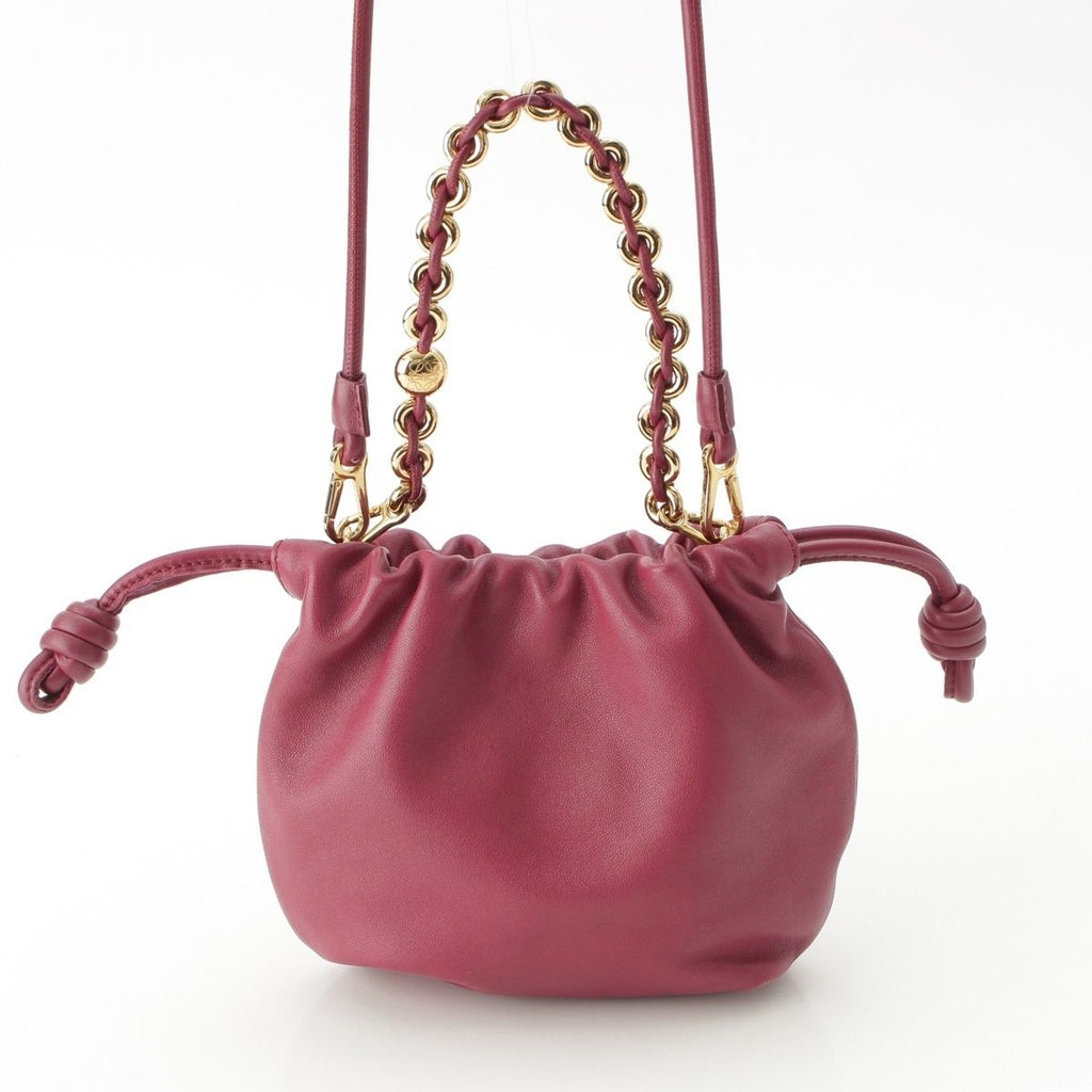 Loewe Flamenco Purse Mini Leather 2-Way Shoulder Handbag Bordeaux — view 4