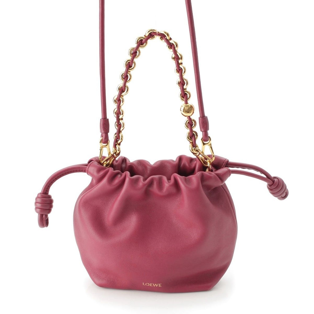 Loewe Flamenco Purse Mini Leather 2-Way Shoulder Handbag Bordeaux
