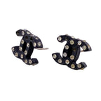 Chanel CC Logo Resin Earrings Black
