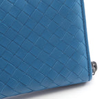Bottega Veneta Roundlong Wallet Intreccia Blue Leather — view 5