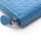 Bottega Veneta Roundlong Wallet Intreccia Blue Leather — view 7