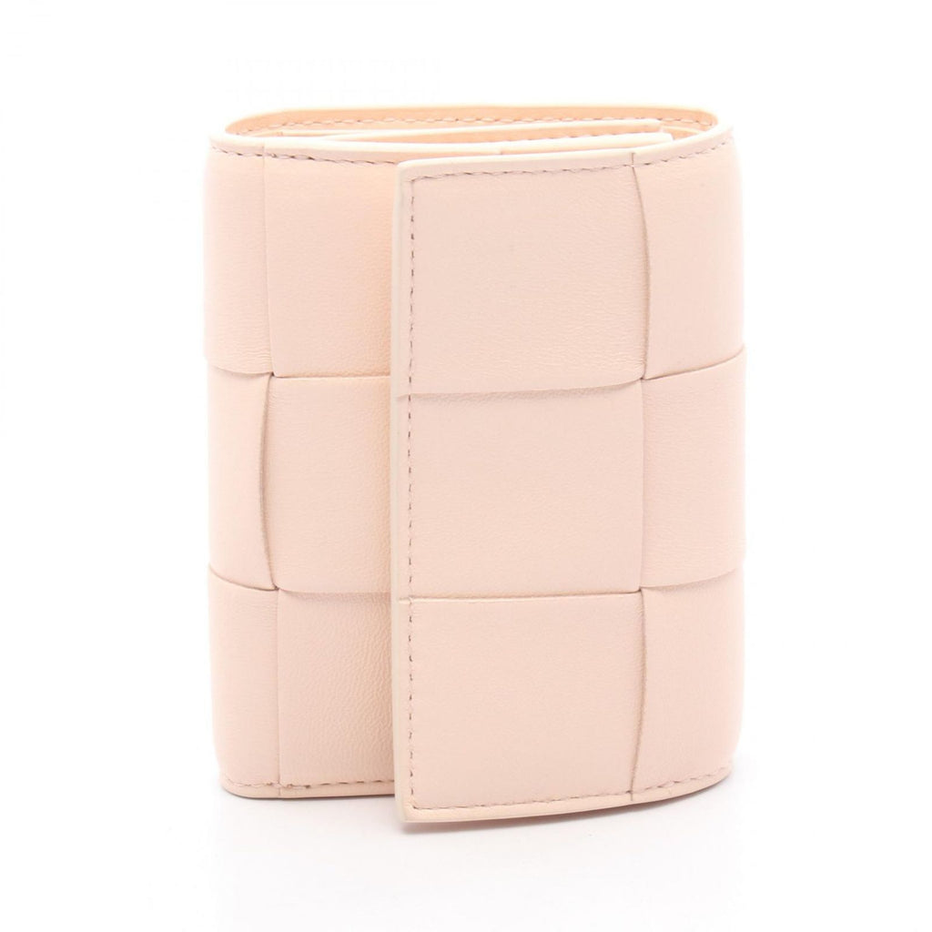 Bottega Veneta Tri Foldwallet Cassette Maxi Intreccia Baby Pink Leather