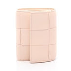 Bottega Veneta Tri Foldwallet Cassette Maxi Intreccia Baby Pink Leather