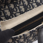 Dior Dio Handbag Saddle Oblique Navy Canvas Leather Saddlebag — view 8